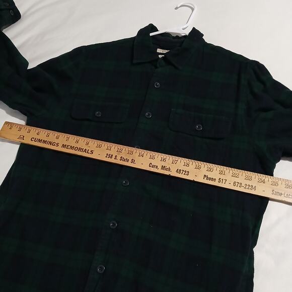 L.L.Bean Medium Tall Men's 100% Cotton Flannel Polar Fleece Lined Green/Blue - Picture 6 of 11